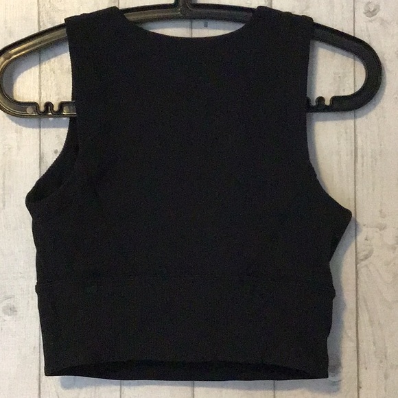 EEUC Women’s 6 Black Ribbed “Kick Serve Sweat” Compression Long Line Sports Bra - Picture 2 of 4